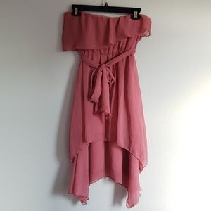 Pink Chiffon Strapless Dress